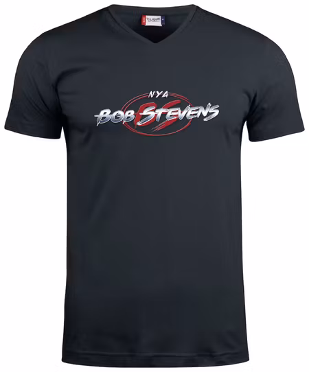 Svart V-hals T-SHIRT "BOB STEVENS"
