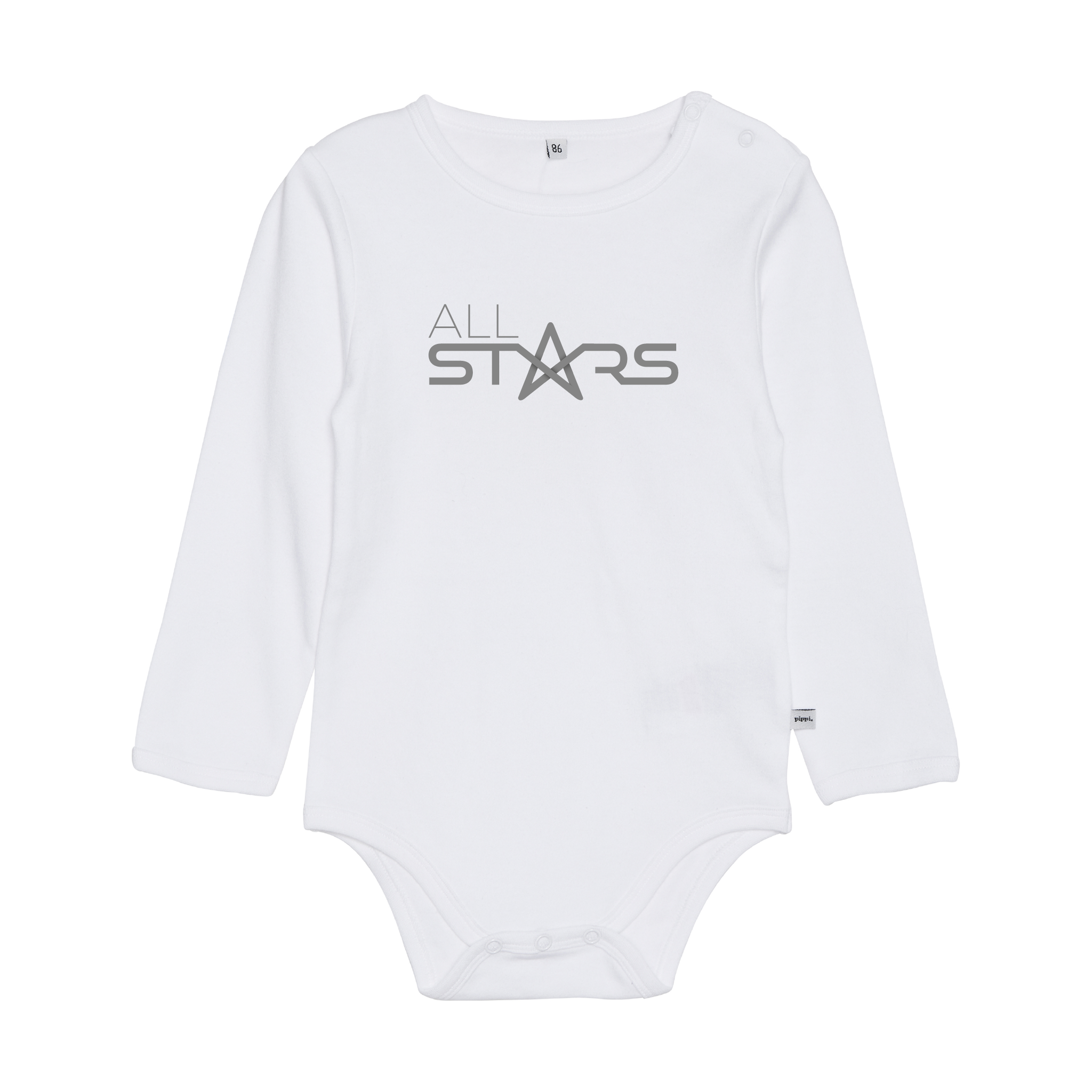 Vit Body Lång Ärm "ALLSTARS"
