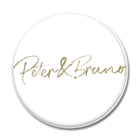 Magnet "Peter & Bruno Logo" 44mm vit