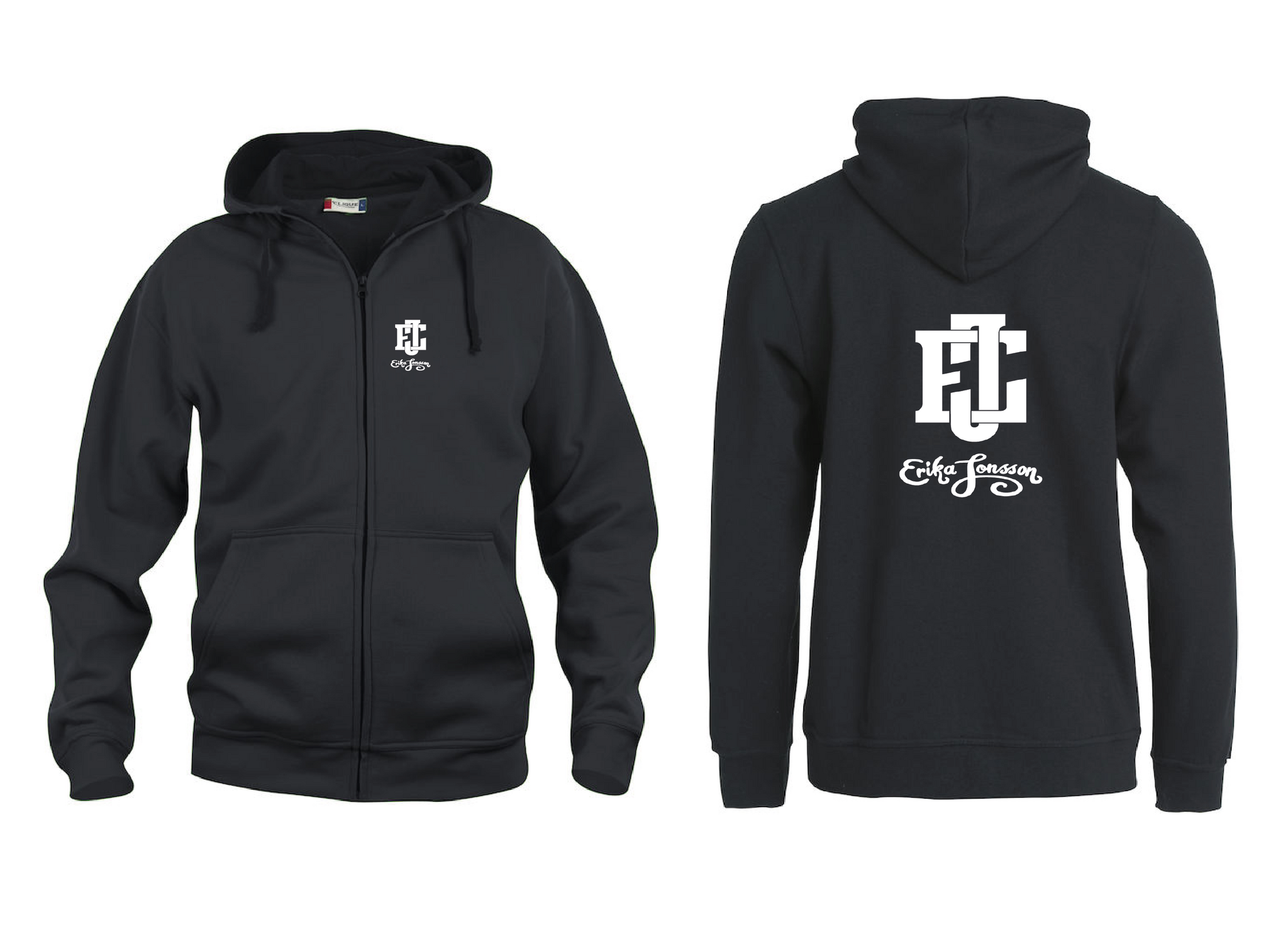 Svart HOODJACKA "Erika Jonsson" Fram & Rygg