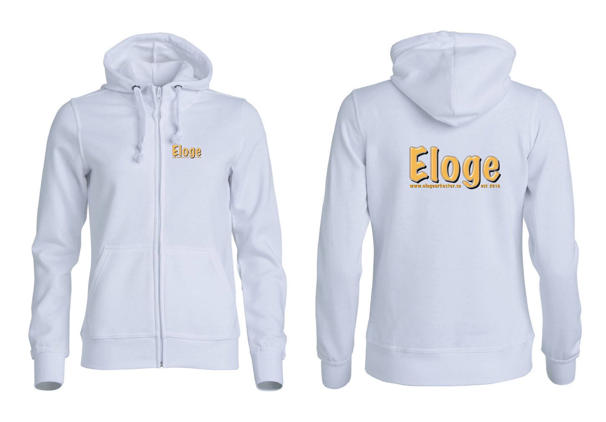 Vit Dam Hoodjacka "ELOGE" Fram & Rygg