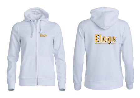 Vit Dam Hoodjacka "ELOGE" Fram & Rygg