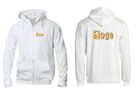 Vit Hoodjacka "ELOGE" Fram & Rygg