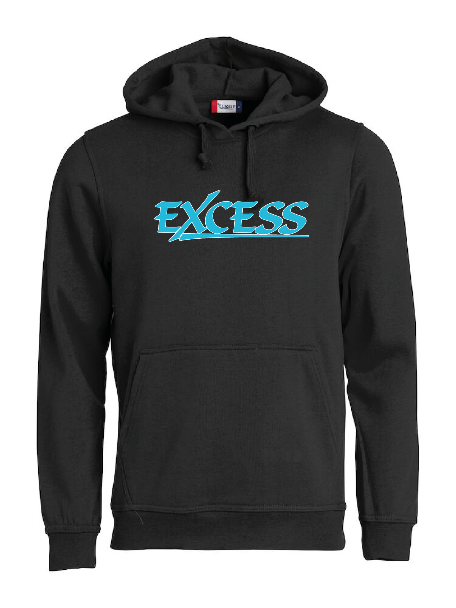 Svart HOODTRÖJA "EXCESS" turkos