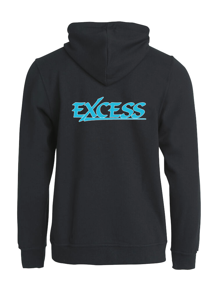 Svart HOODJACKA "EXCESS" turkos rygg