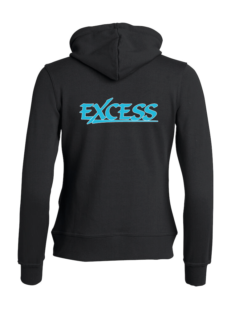 Svart Dam Hoodjacka "EXCESS" turkos rygg