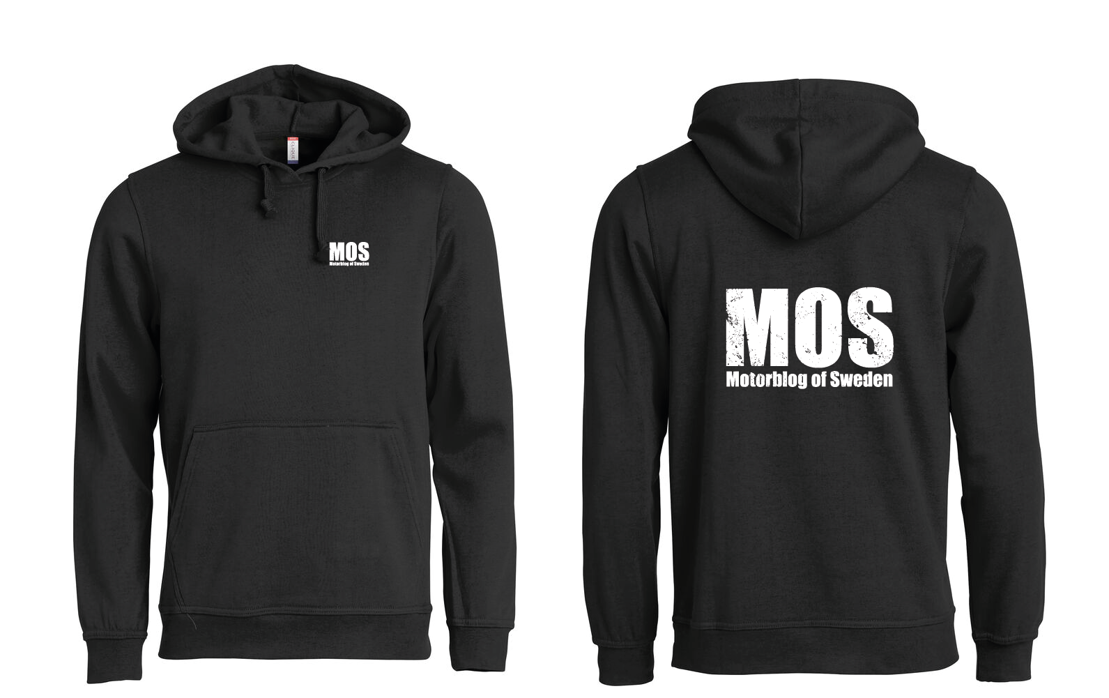 Svart HOODTRÖJA "MOS" litet fram & stort rygg