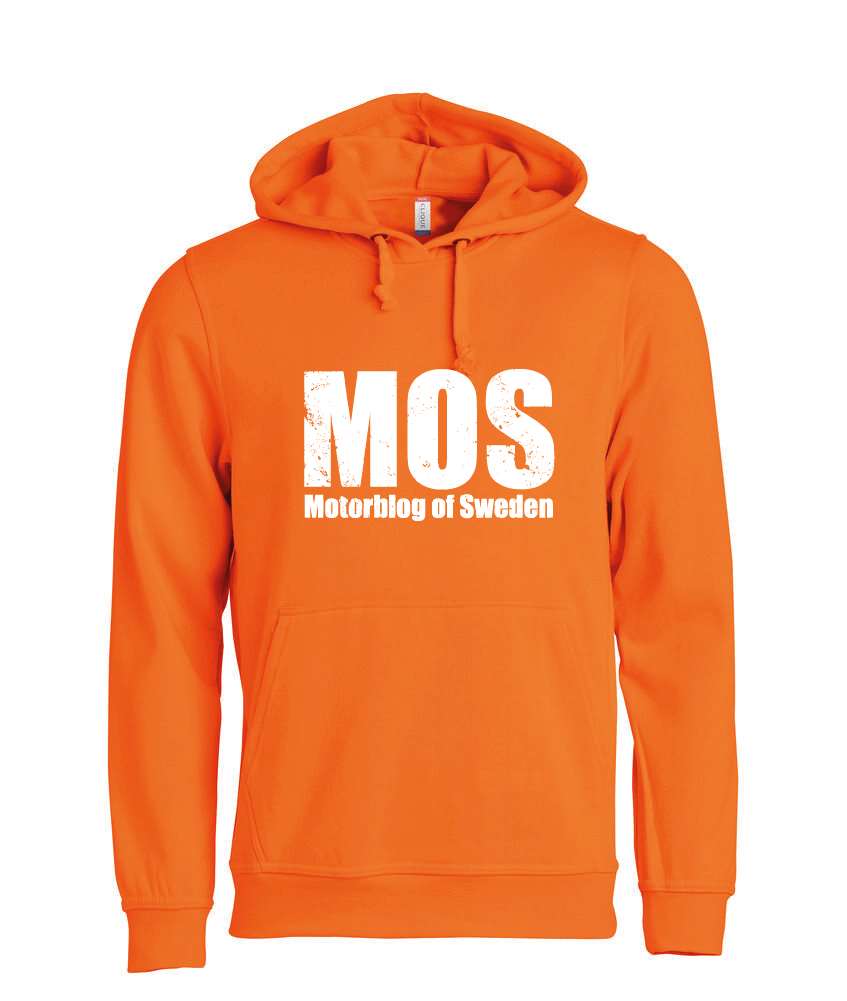 Orange HOODTRÖJA "MOS" stor fram