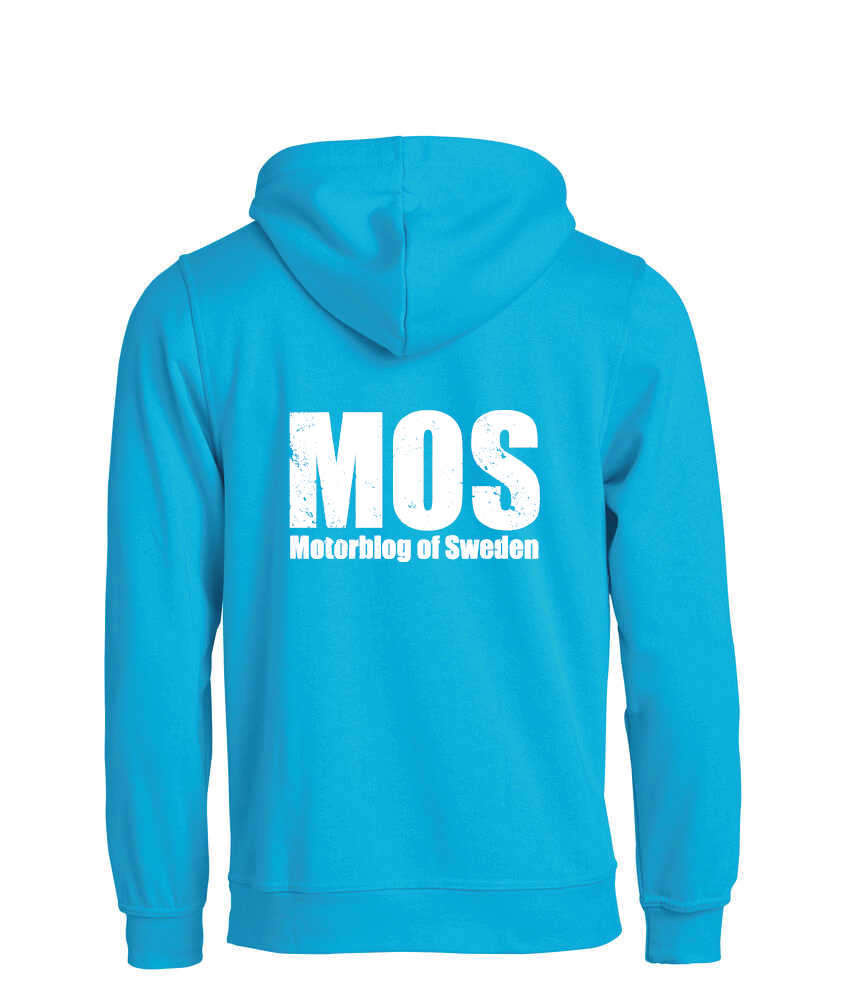 Turkos HOODTRÖJA "MOS" stor rygg