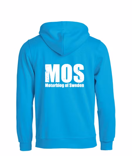Turkos HOODTRÖJA "MOS" stor rygg
