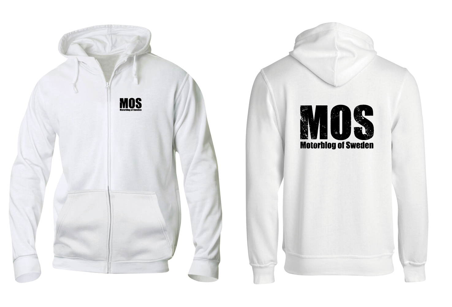 Vit HOODJACKA "MOS" v.bröst & rygg