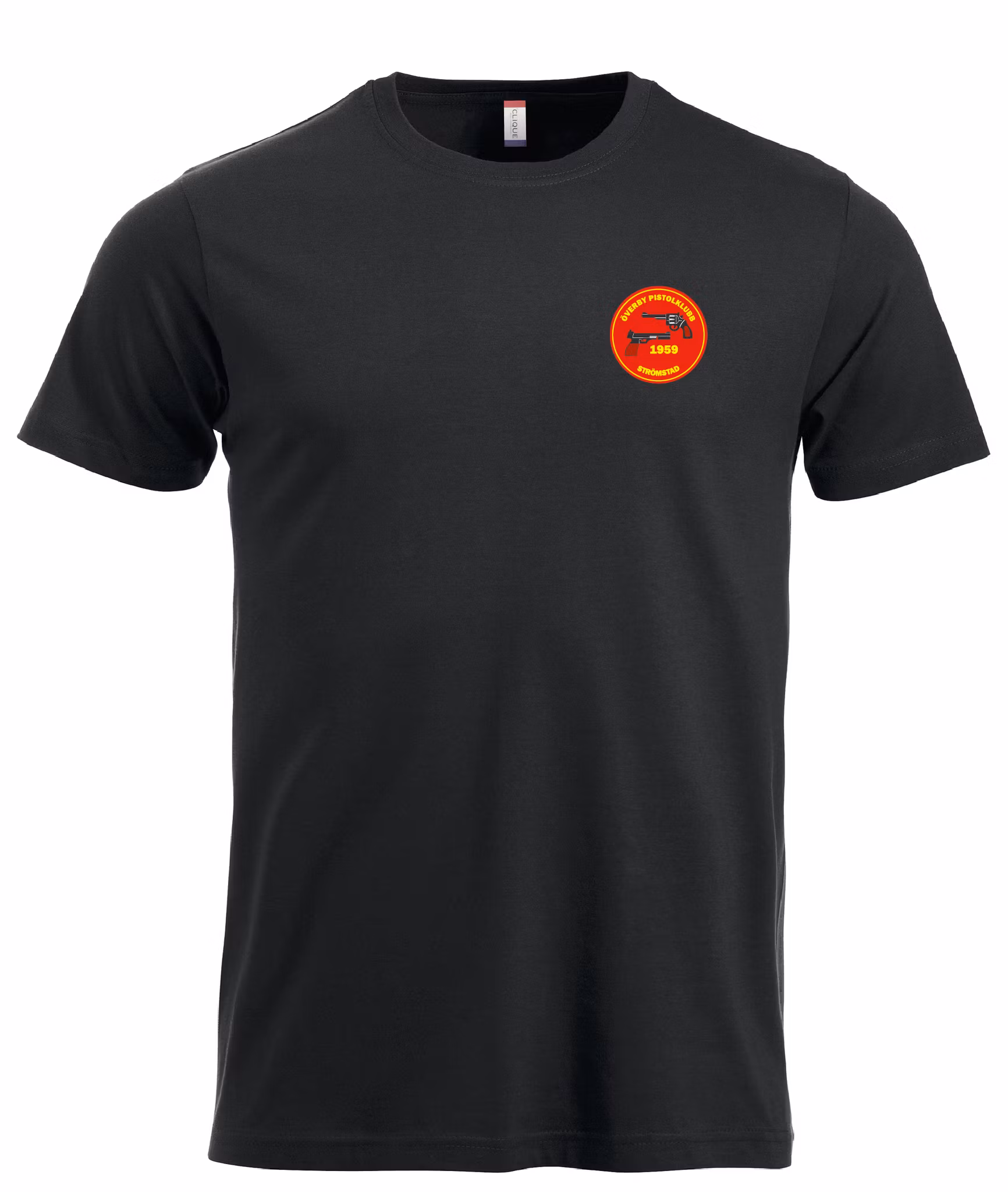 Svart T-shirt "ÖVERBY pistolklubb"