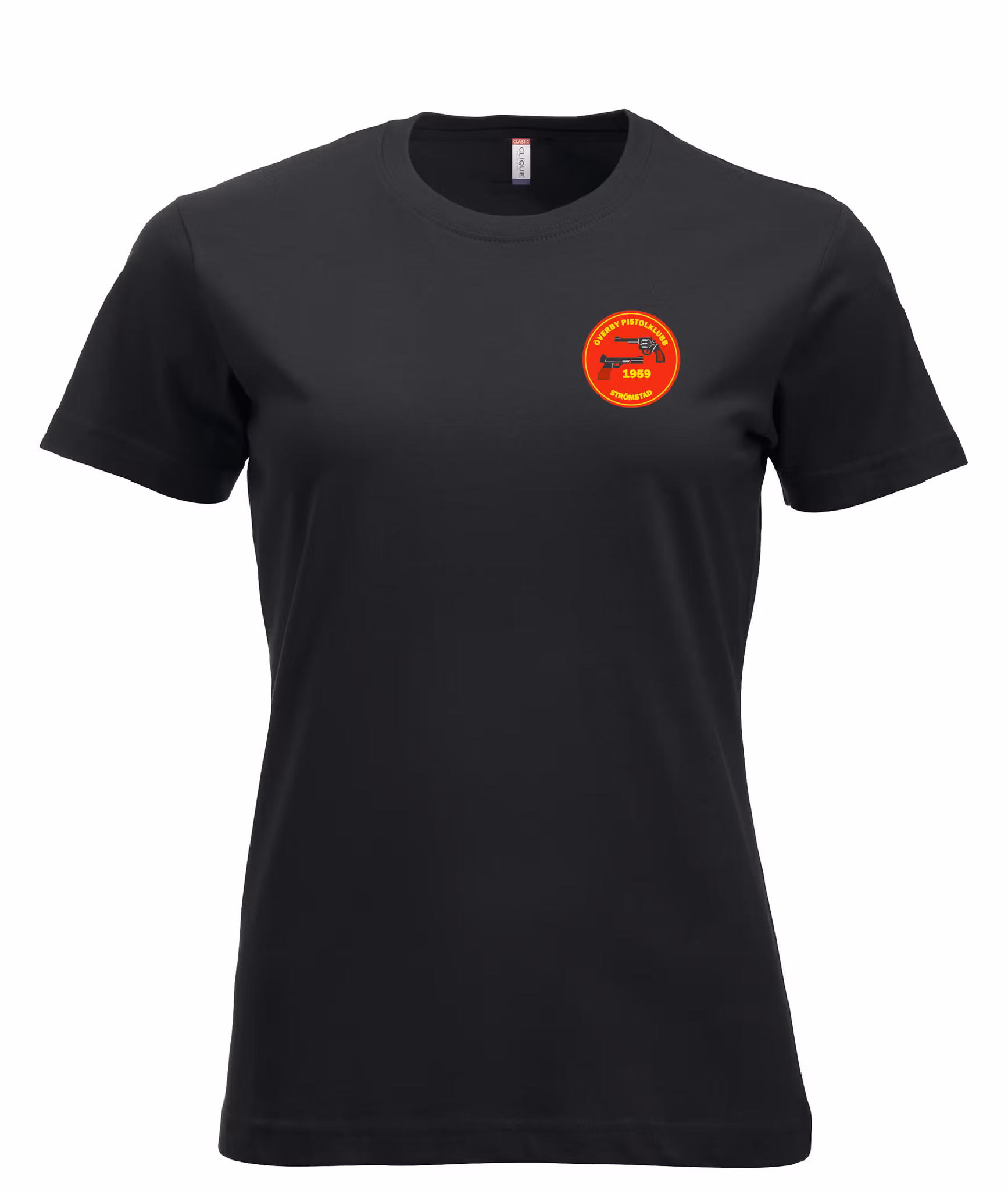 Svart Dam T-shirt "ÖVERBY pistolklubb"