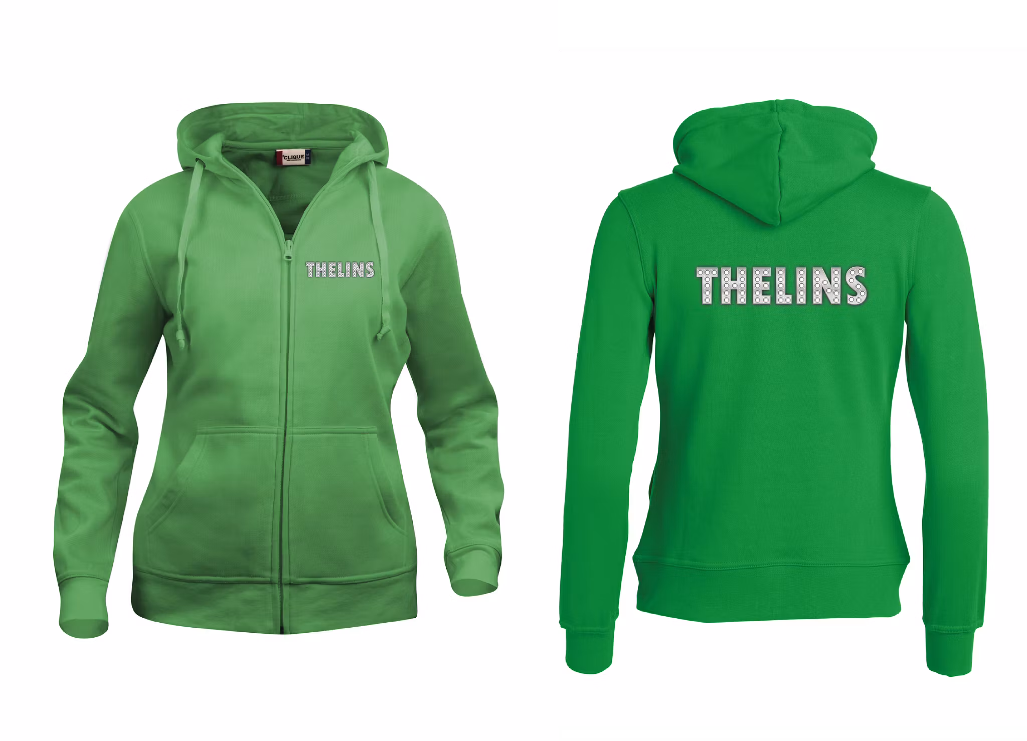 Grön Dam Hoodjacka "THELINS" x2