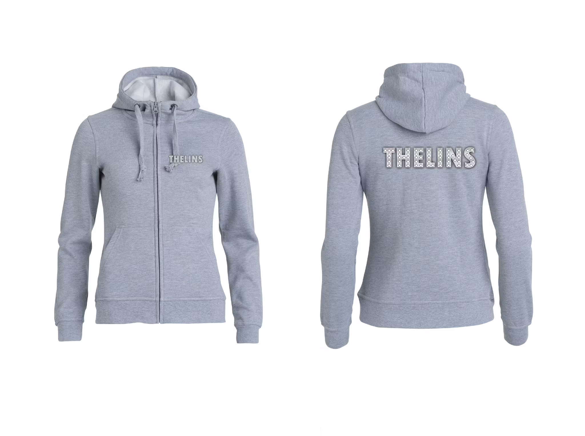 Grå Dam Hoodjacka "THELINS" x2