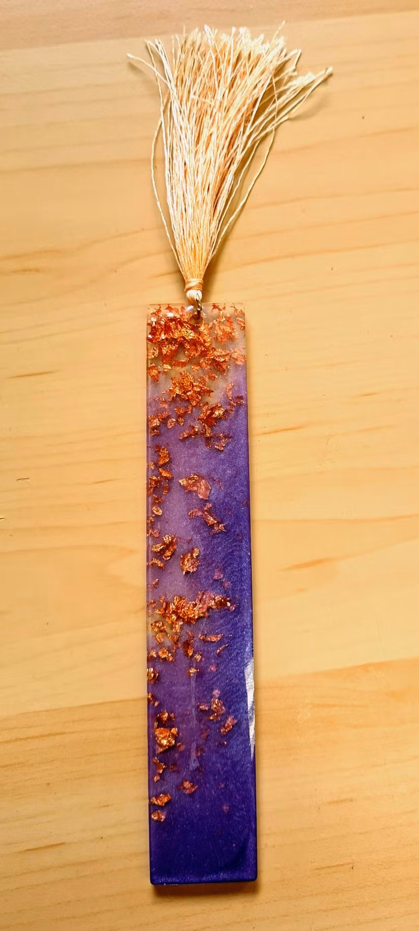 Bokmärke lila och koppar (14cm*4cm) SÅLD