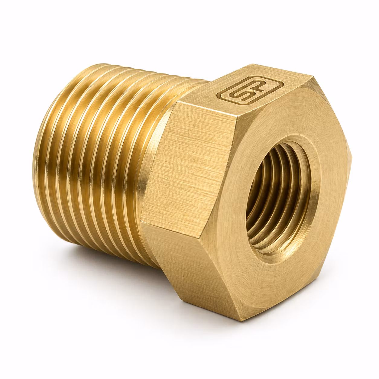Mässing adapter utvändig gänga 3/8"-18 NPTF & invändig gänga 1/8"-27 NPT