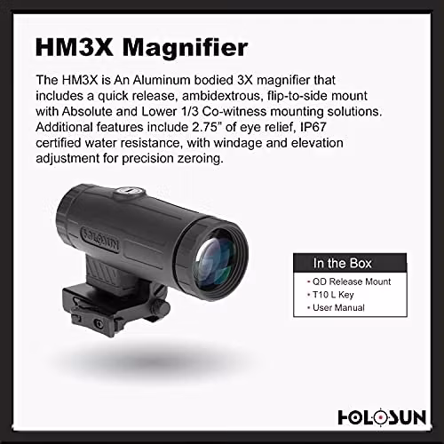 Holosun HM3X 3x Magnifier - Flip & QD mount