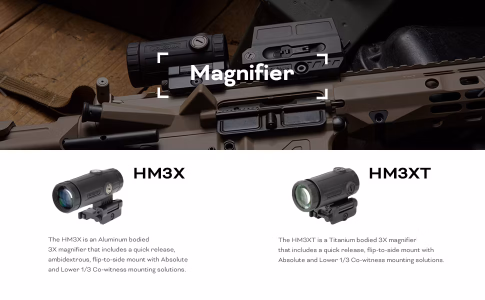 Holosun HM3X 3x Magnifier - Flip & QD mount