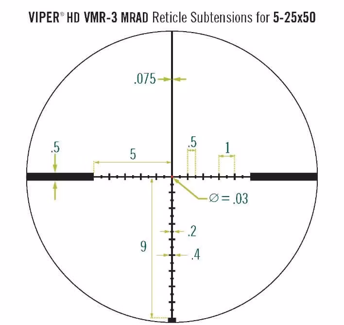 Vortex Viper HD 5-25x50 SFP Belyst VMR-3 MRAD Kikarsikte