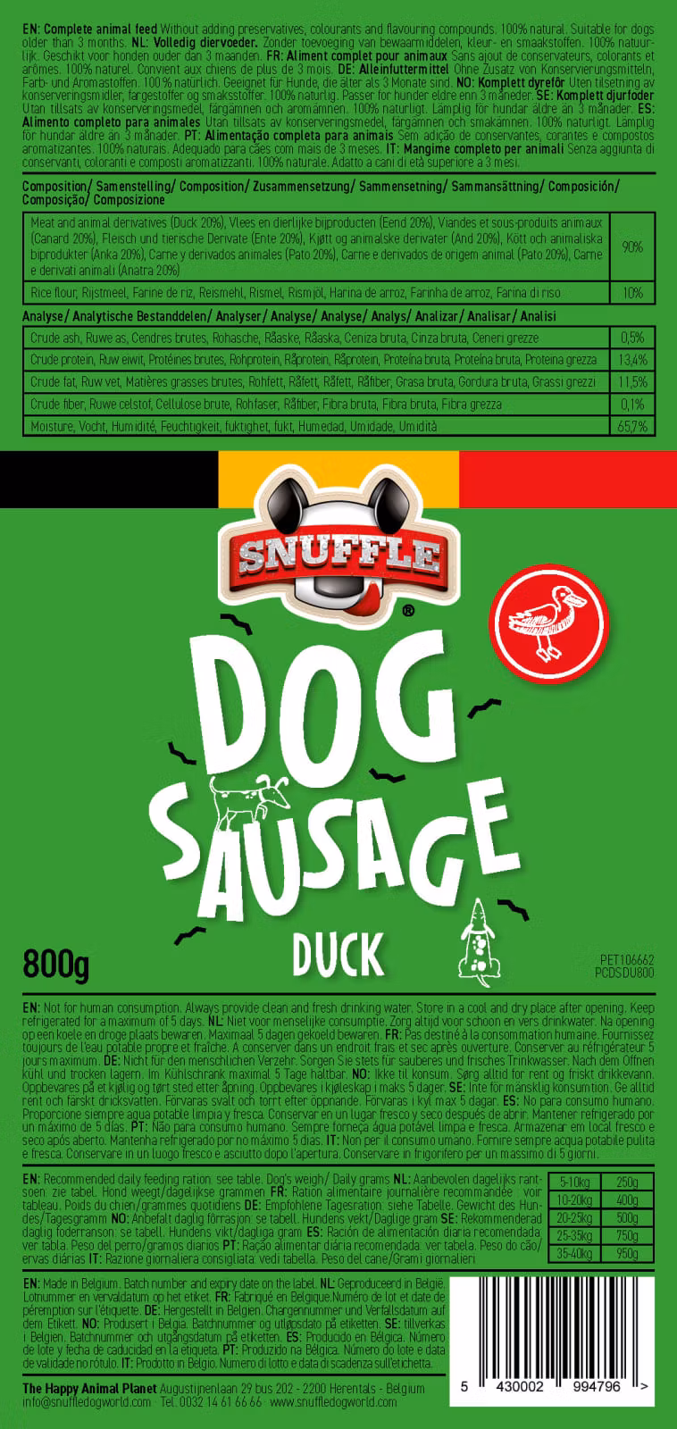 Hundepølse Snuffle And 800g