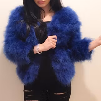 Ostrich Feather Jacket Blue