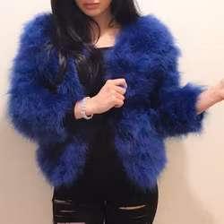 Ostrich Feather Jacket Blue