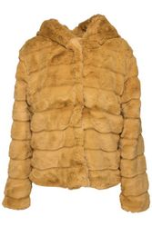 Huda Hooded Faux Fur Jacket Yellow