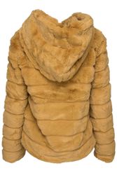 Huda Hooded Faux Fur Jacket Yellow