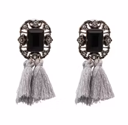 Nahla Grey With Black Örhängen