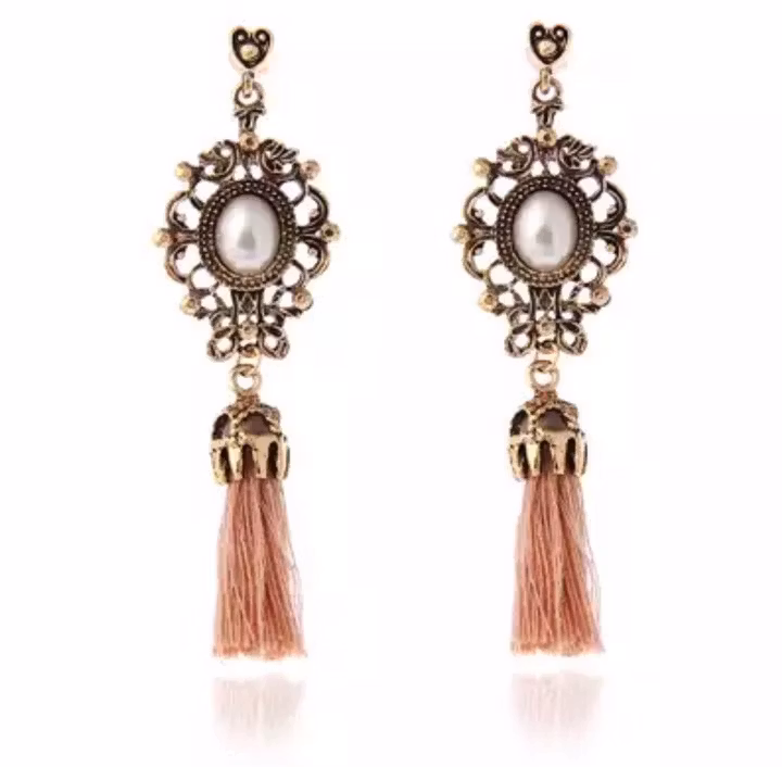 Cecilia Baby Pink Tassel Earrings