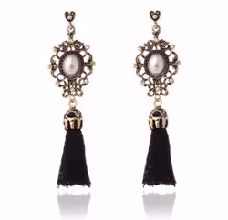 Cecilia Black Tassel Earrings