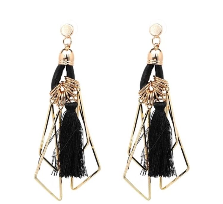 Frida Tassel Gold Black Örhängen