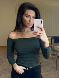 Adrianna Off Shoulder Long Sleeve Top Dark Green
