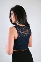 Cindy Top With Lace Navy