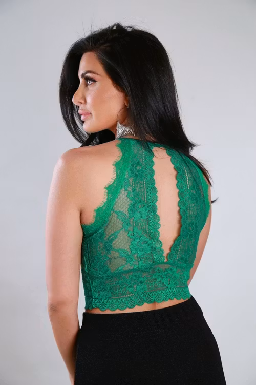 Trina Top With Lace Green