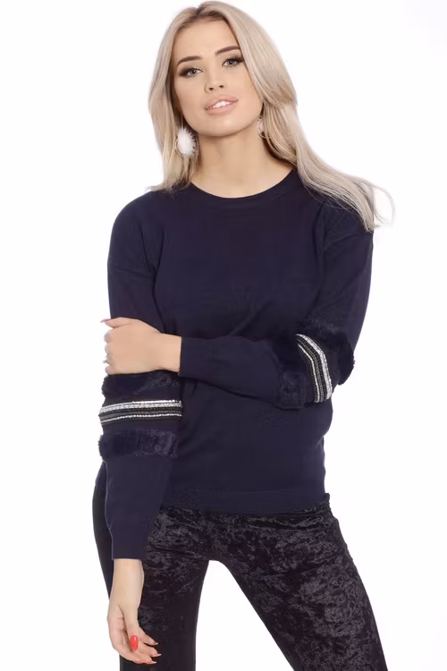 Babbi Faux Fur Navy