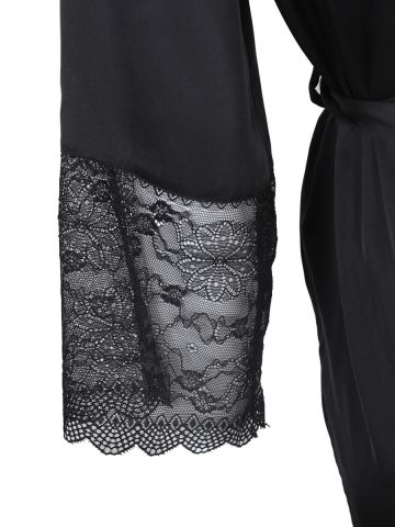 Alia Robe With Lace Black