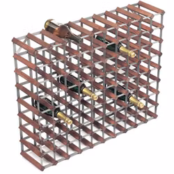 RTA 90 Påbyggningsbart vinställ, mörkbetsat trä och svart stål, omonterat. H 101 x B 84 x D 24 cm