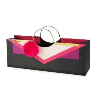 PURSE BAG FUR POM Presentväska till flaskan i papper med metallhantag