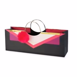 PURSE BAG FUR POM Presentväska till flaskan i papper med metallhantag