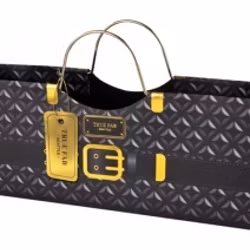 PURSE BAG BLACK Presentväska till flaskan i papper med metallhantag