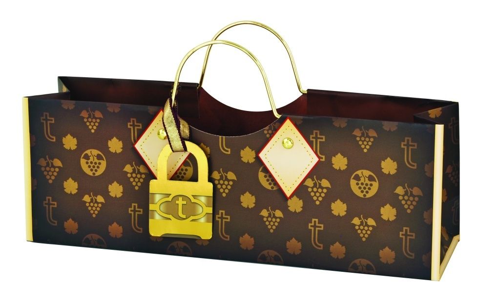 PURSE BAG TRUE Presentväska till flaskan i papper med metallhantag