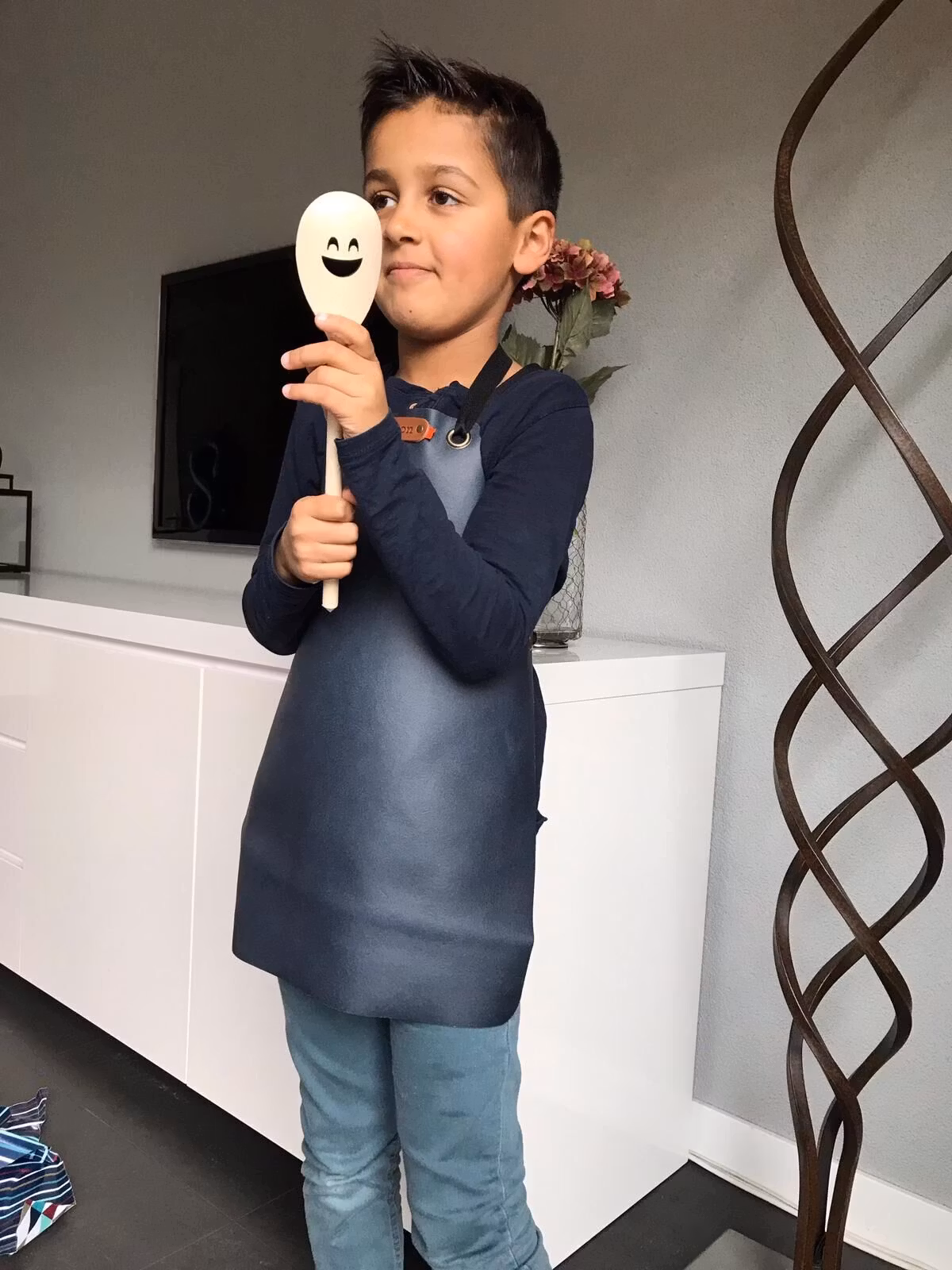 Skinnförkläde KIDS APRON BROWN