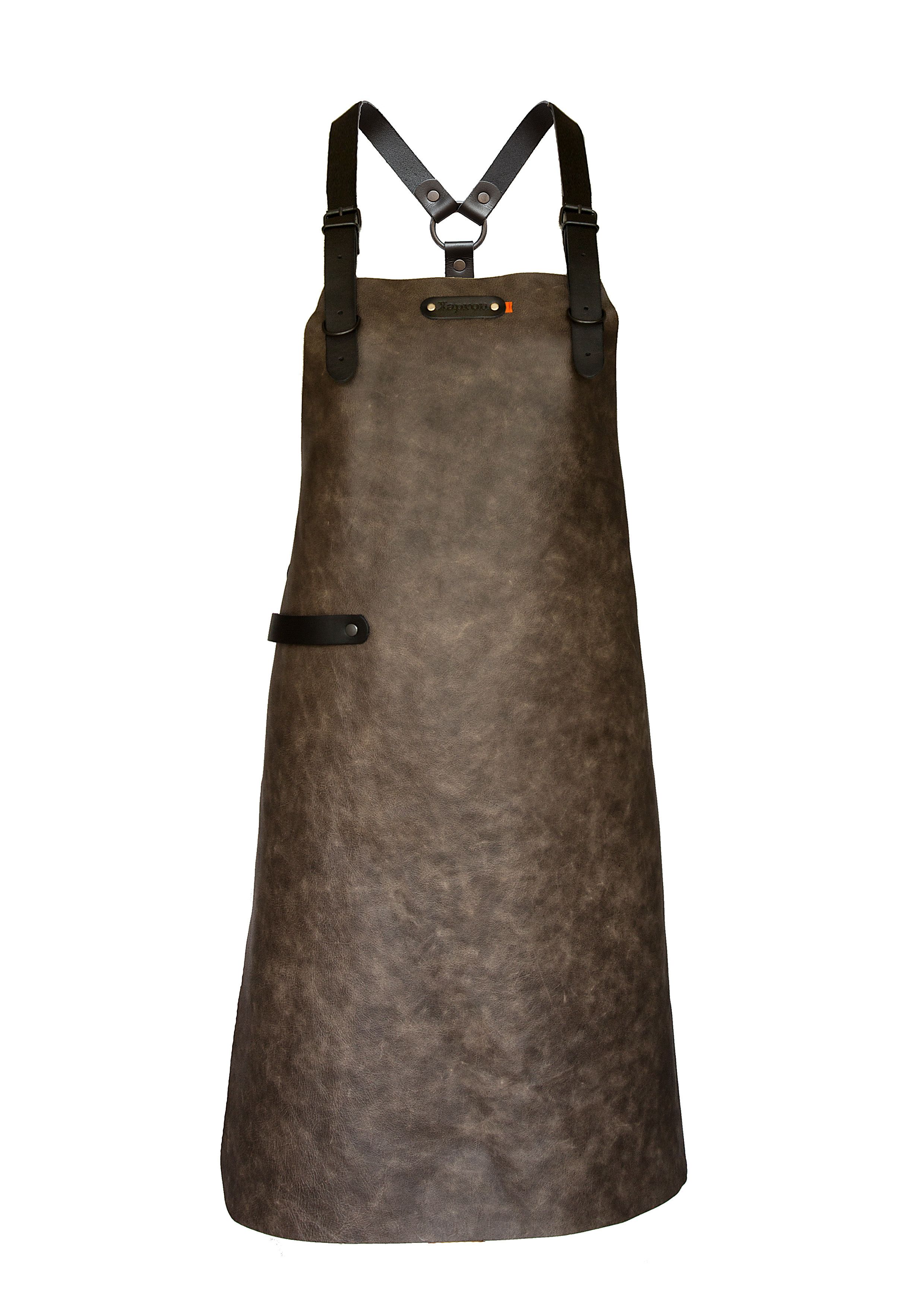 Skinnförkläde ATLANTA SHOULDER TAUPE 82 cm