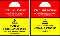 Varning- och informationsskyltar för solcellsanläggning