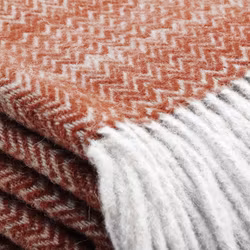 Ullpläd 130 x 170cm Skaftvävd Rost/Vit
