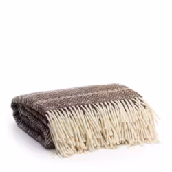 Ullpläd 130 x 170cm Skaftvävd Brun/Vit