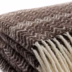 Ullpläd 130 x 170cm Skaftvävd Brun/Vit