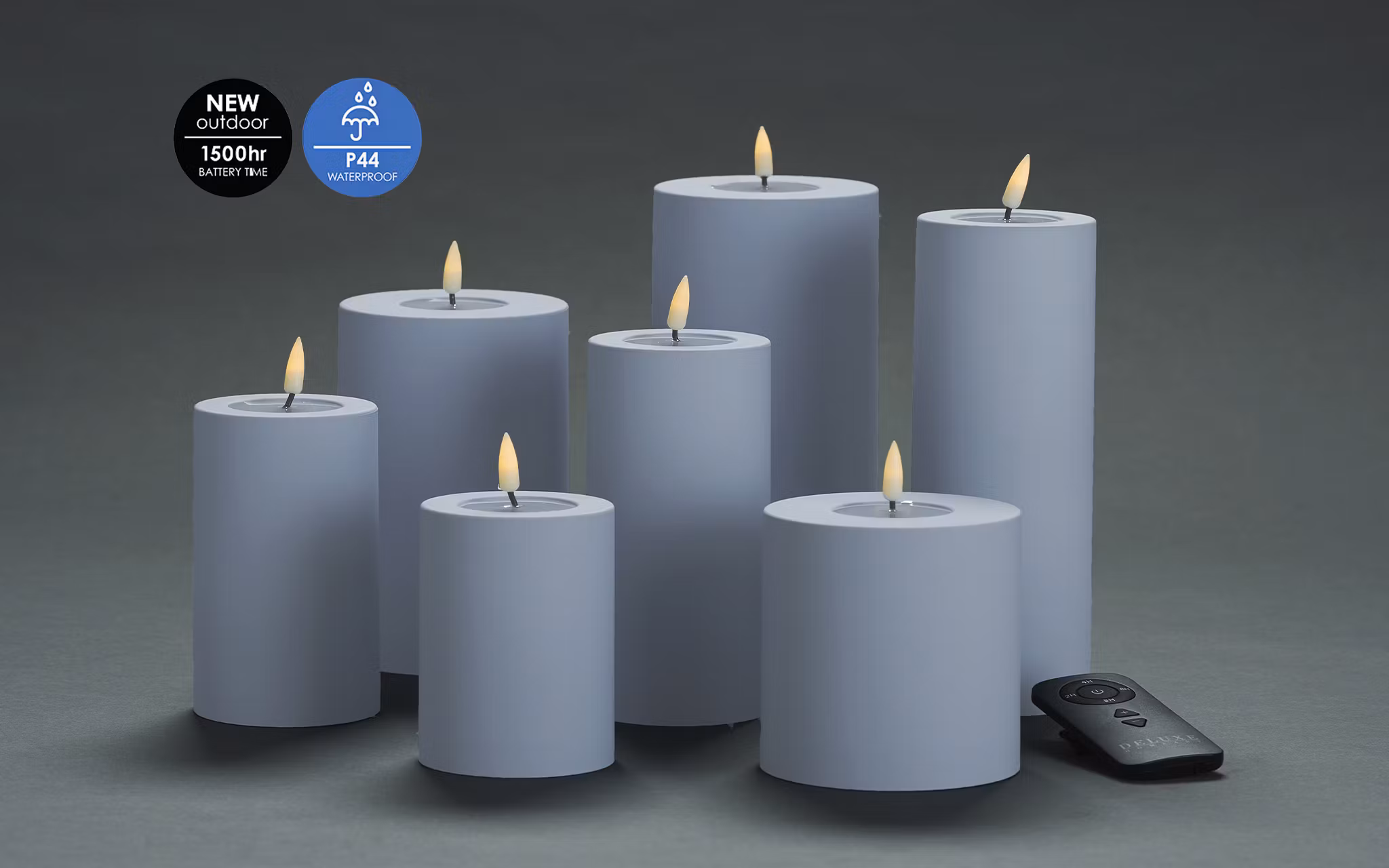 Utomhus LED-Ljuspaket - Isblå inklusive Fjärrkontroll Set av 7